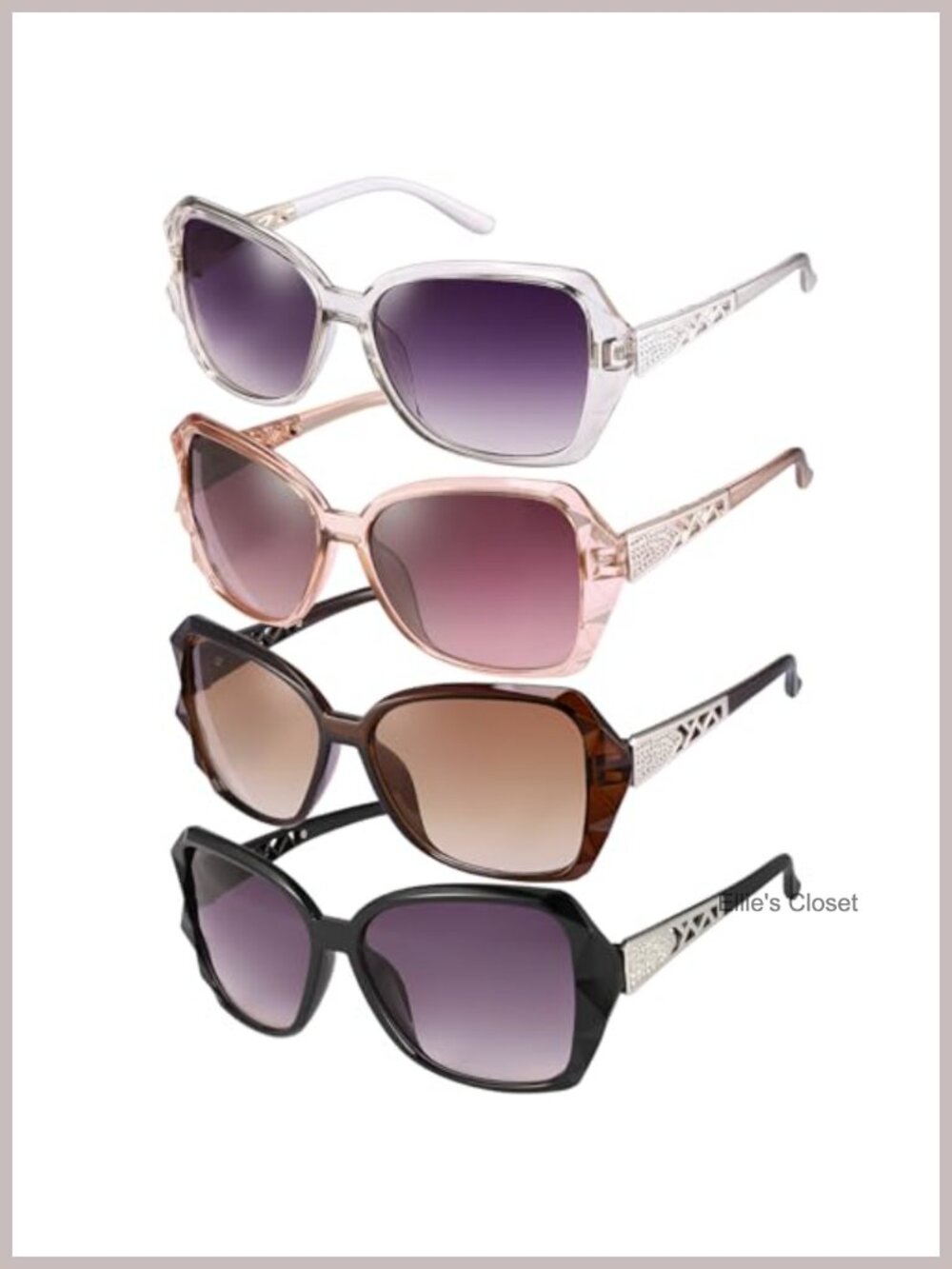 Oversized Square Sunglasses UV400 Bling Crystal Frame Large Women's
